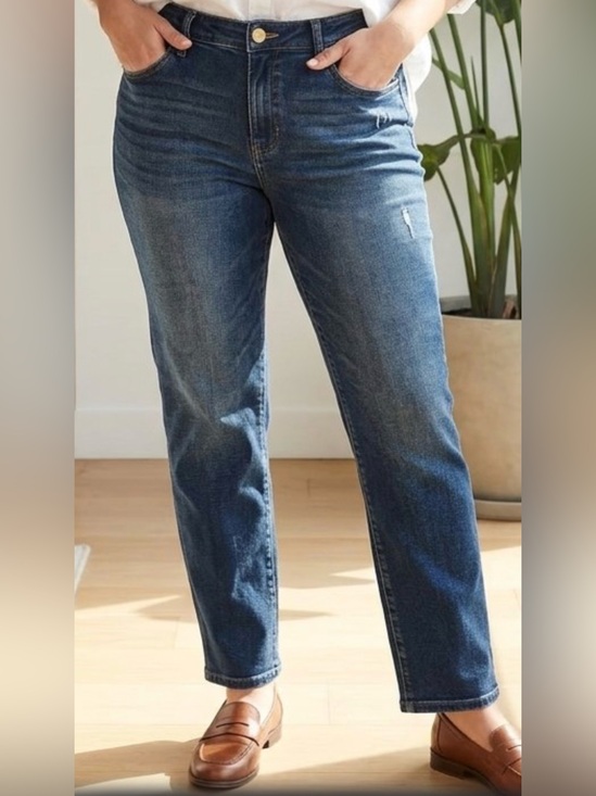 Kut from the Kloth Denim - Kut from the Kloth Women's Straight Jeans in Dark Blue Wash
